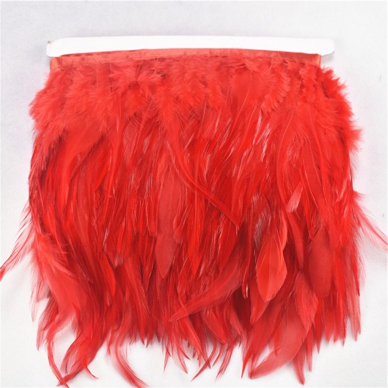 1Meters/Lot Saddle Pheasant Feathers Trim Fringe 4-6" Burgundy Rooster Feathers Ribbon Sewing Feathers For Jewelry Making Plumas