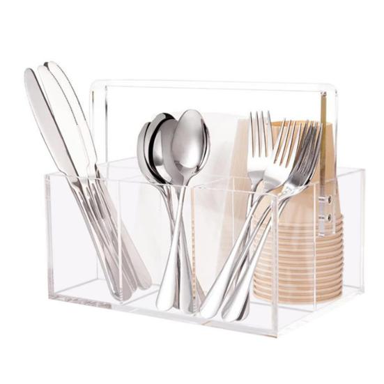 Подставка для столовых приборов Органайзер для вилок и ложек Прочная конструкция Большая вместимость Прозрачный дизайн Коробка для хранения посуды Подставка для столовых приборов