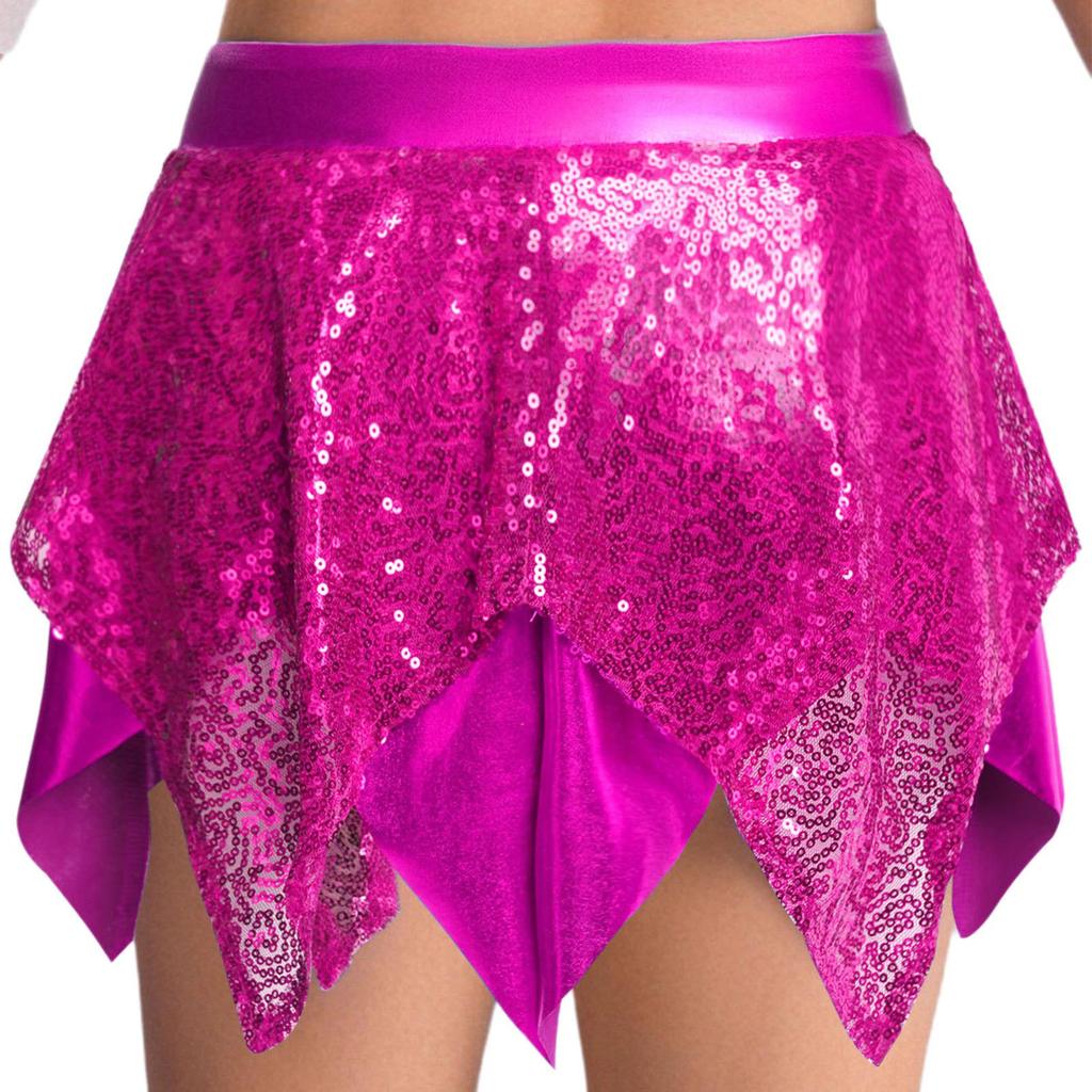 Костюм для джазового танца для девочек, блестящие пайетки, металлический кроп-топ, дизайн с перекрещенным вырезом, асимметричная юбка, наряд для выступления и соревнований