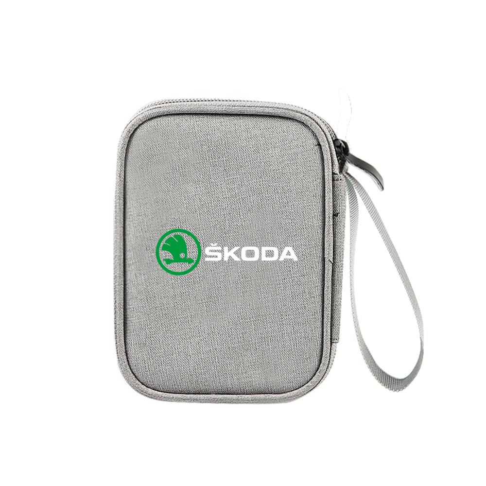 BATB7 Car Travel Organizer Portable Key Case Earphone Storage Bags For Skoda S Octavia A5 3 VII VRS Vision Kodiaq Favorit Rapid Fabia