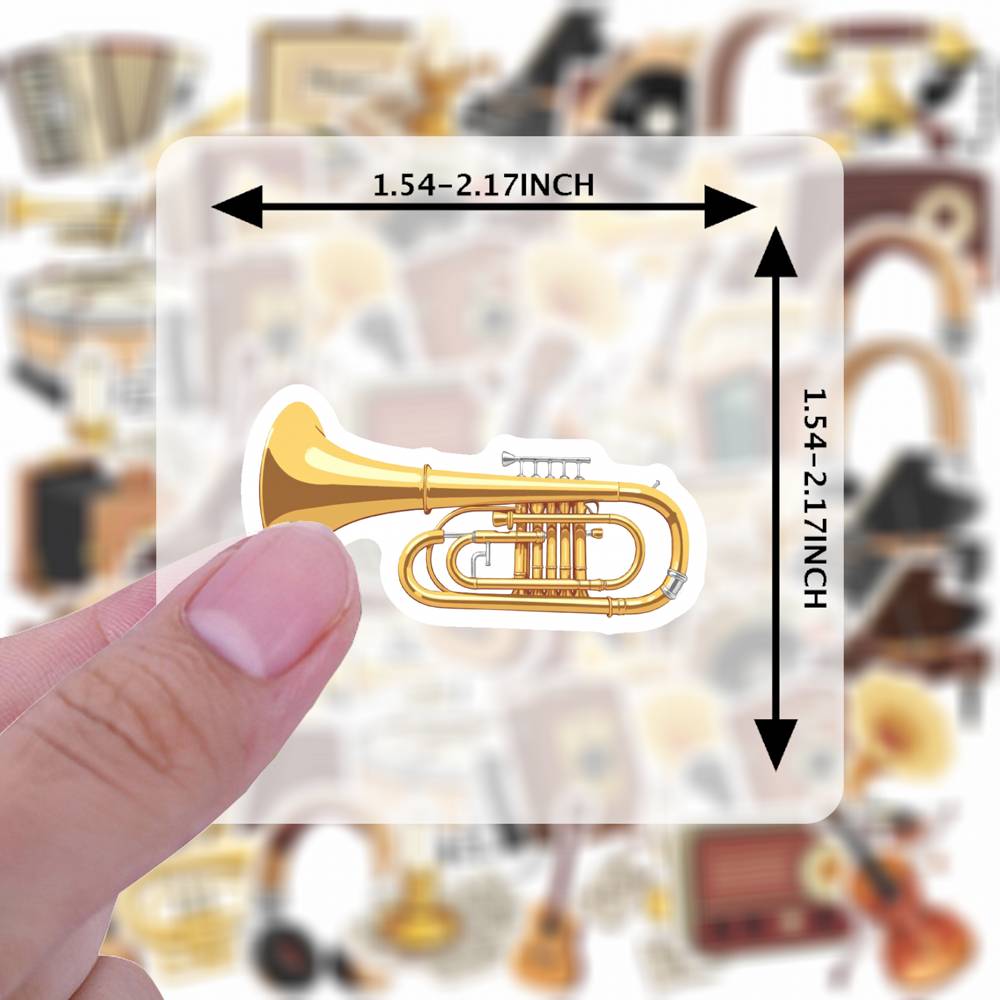 35pcs-50pcs Nostalgic Vintage Music Stickers Retro Retro Instruments Stationery Stickers Classic Stickers Pack For Laptop
