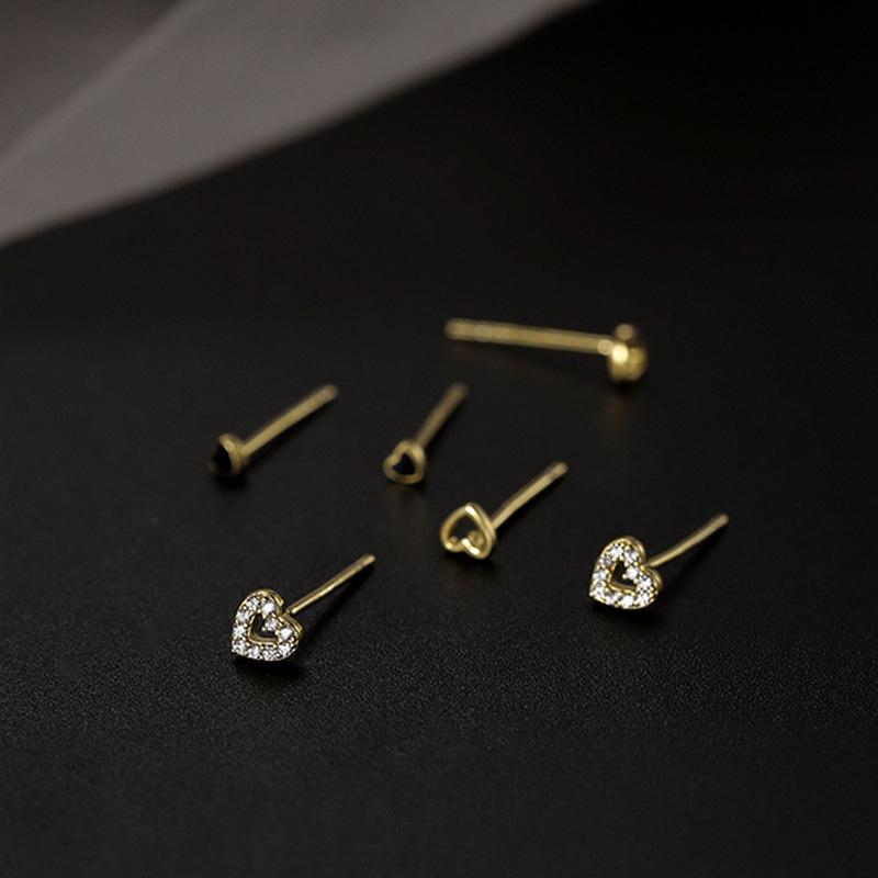 3Pcs/Set Diamond Love Heart Stud Earrings Women'S Earrings Mini Delicate Earrings Jewelry