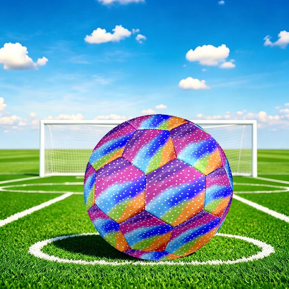 1pc Polka Dot Rainbow Size 5 Soccer Ball Professional Match Training Football Indoor &Outdoor Sports Ball Lightweight Durable m6522