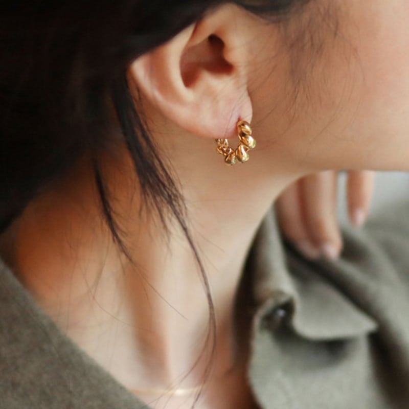 modernlike 14k gold-filled silver bold nut one-touch earrings