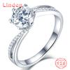 Lindon Women Classic 925 Sterling Silver Moissanite Ring Ladies Jewelry Wedding Promise Party Gift