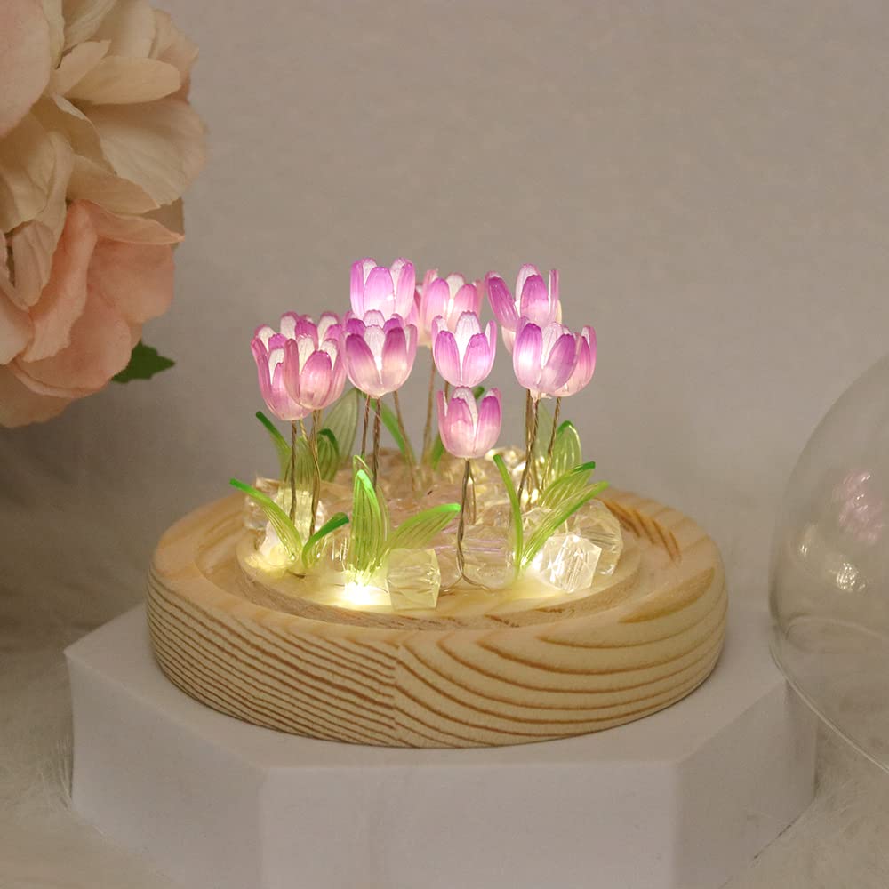 Стильная настольная лампа-тюльпан, светодиодный ночник, декоративная, атмосферная, напольная лампа, настольная лампа, уникальная, скандинавская, дизайн с розой, подарок на день рождения (фиолетовый)