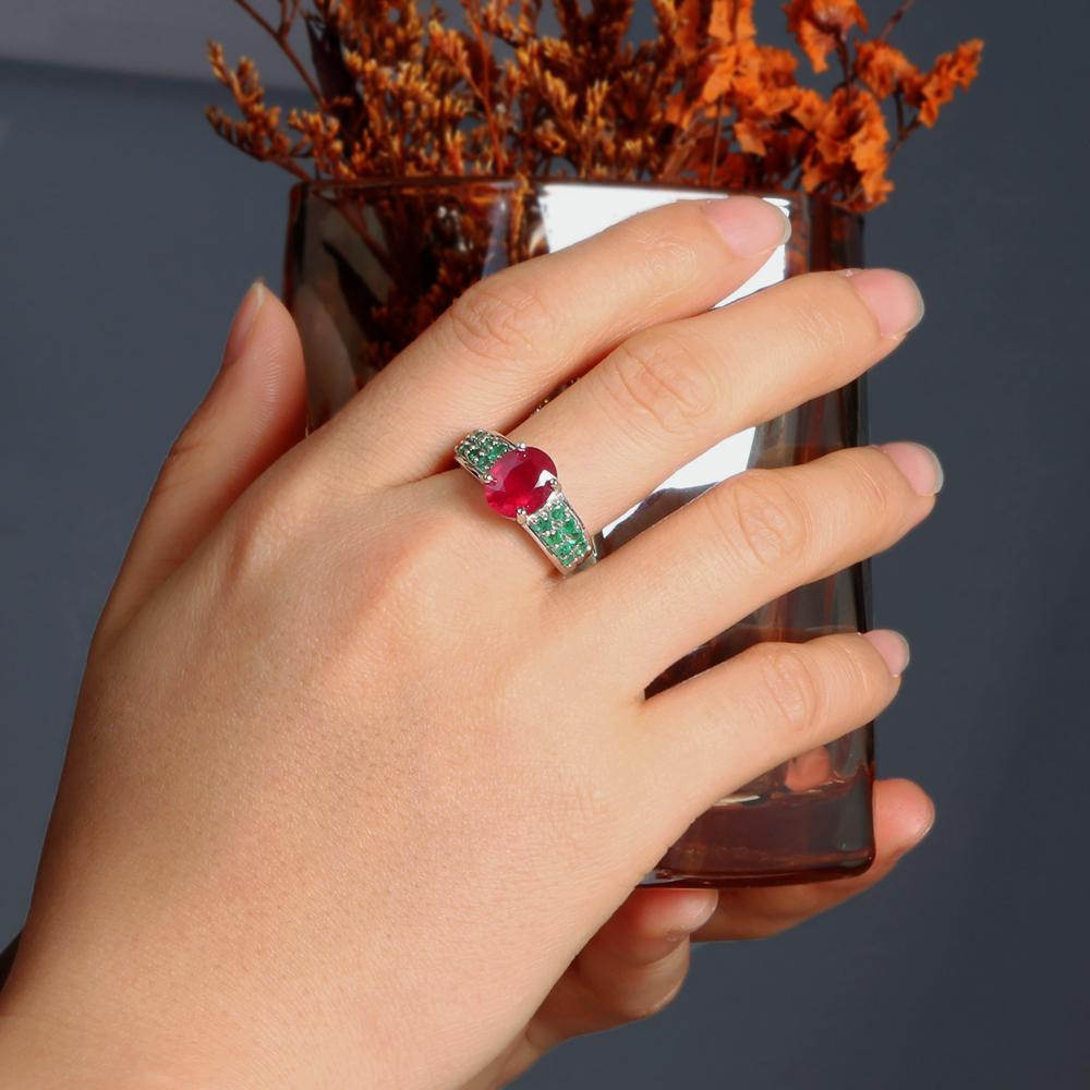 Beautiful Precious Natural Rubies Paired with Green Emerald Rings Luxury Weddings & Anniversaries Gift for Women