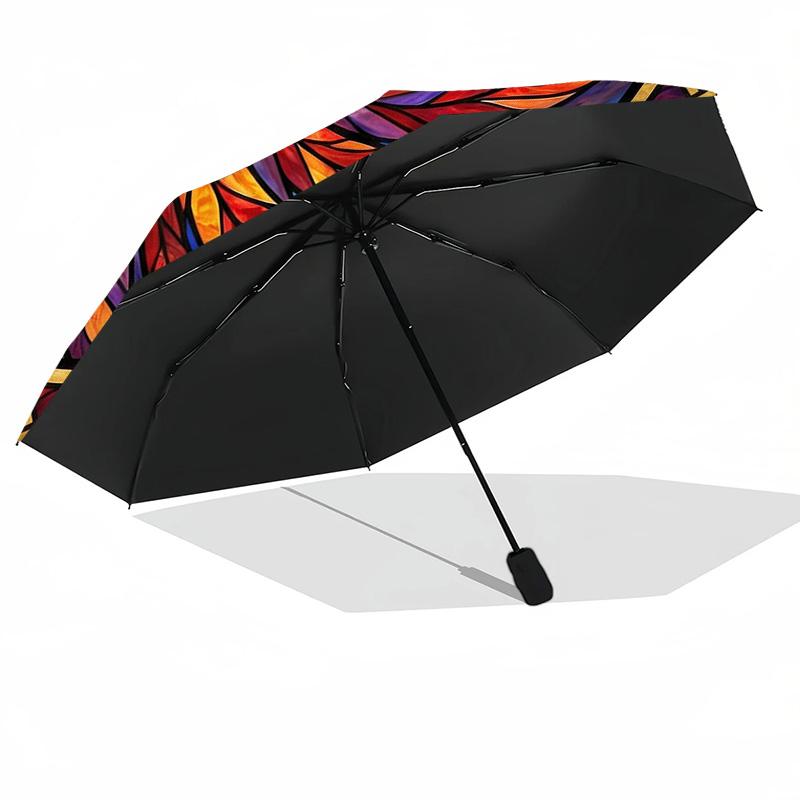 Phoenix Stained Glass (6) Printed umbrella windproof folding umbrella portable sun and rain umbrella suitable for gifting