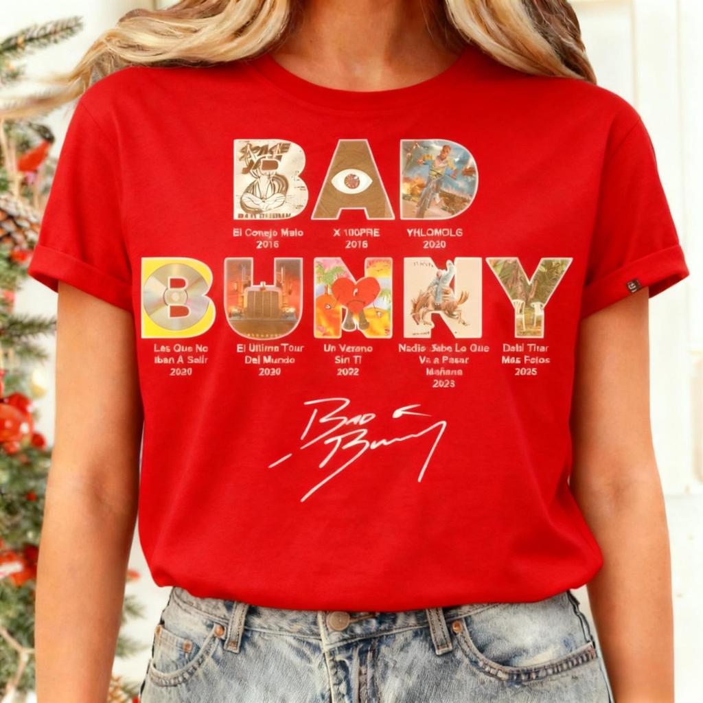 Adults Women Bad Bunny Cotton Casual Printed Short Sleeves T-shirt Tops