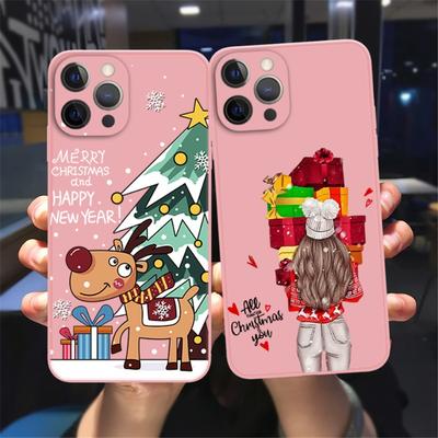 Рождественские Новогодние Подарки Чехол для Телефона Для iPhone 16 15 14 13 12 11 Pro Max Mini X XS SE4 7 8 Plus 16E Ударопрочный Нескользящий Чехол
