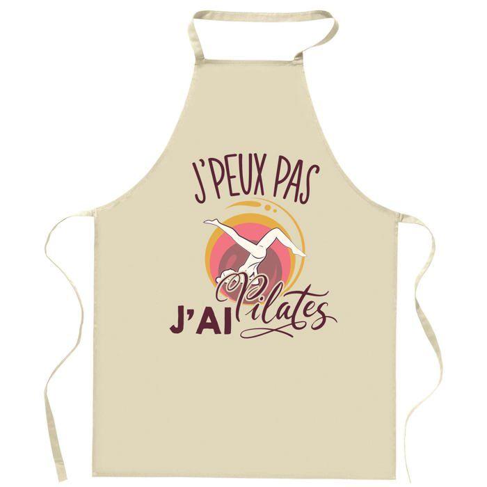 Tablier de cuisine - Pilates 'J'peux pas' - Impression bretonne - Coton résistant - Impression réalisée en France
