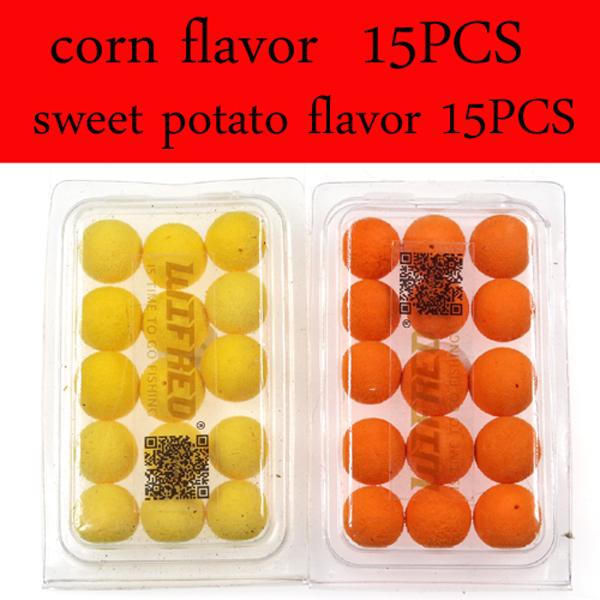 15PCS/30PCS 12mm Carp Fishing Pop Ups Boilies Baits Corn Apple Strawberry Sweet Potato Flavor Carping Bait