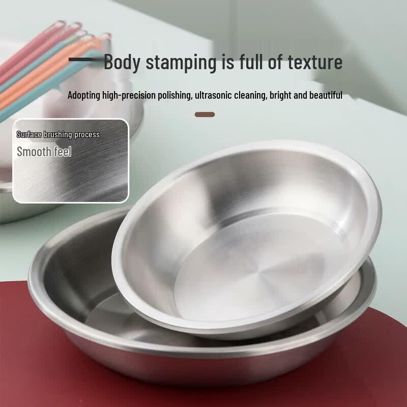 CHAHUA 22cm Thickened 304 Stainless Steel Round Plate