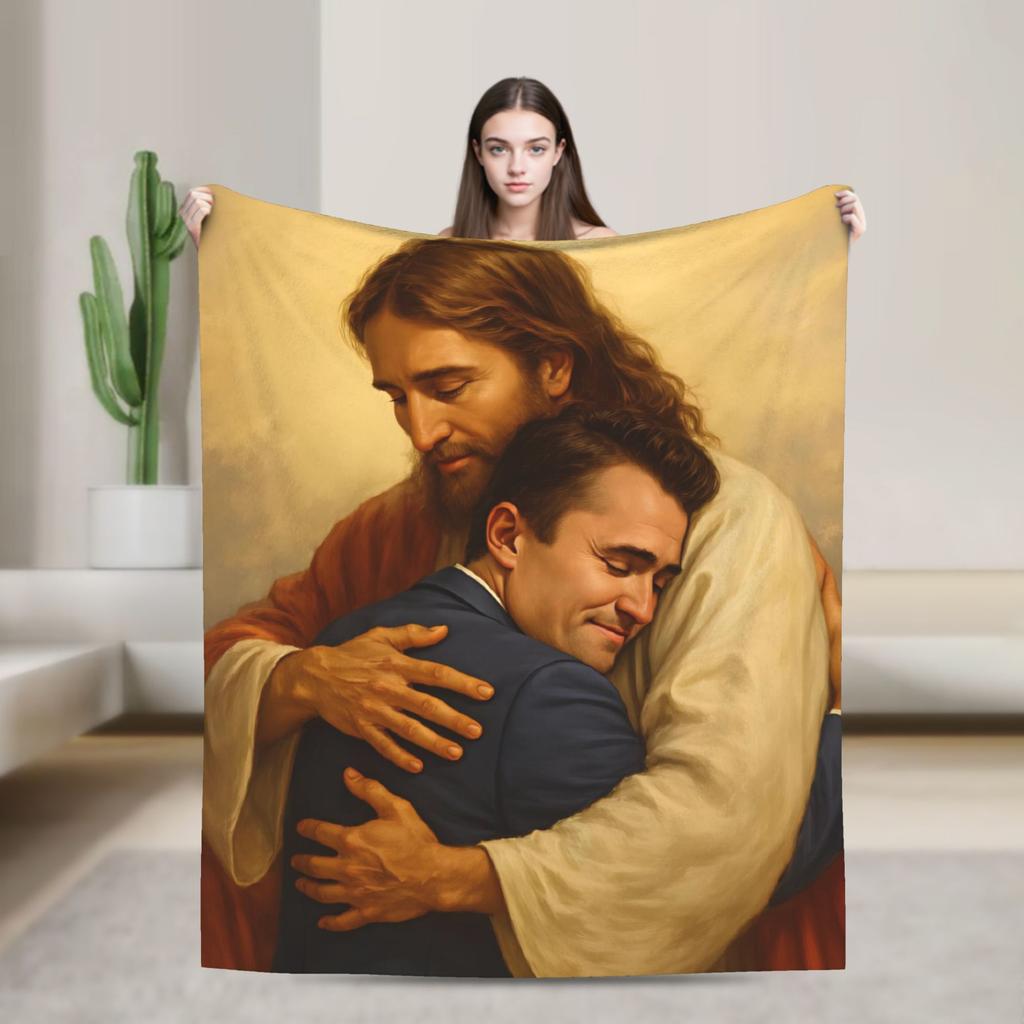Charlie Kirk And Juses Throw Blanket Soft Cozy Graphic Blanket For Living Room Travel Office Flannel Bedspread Bed Cover