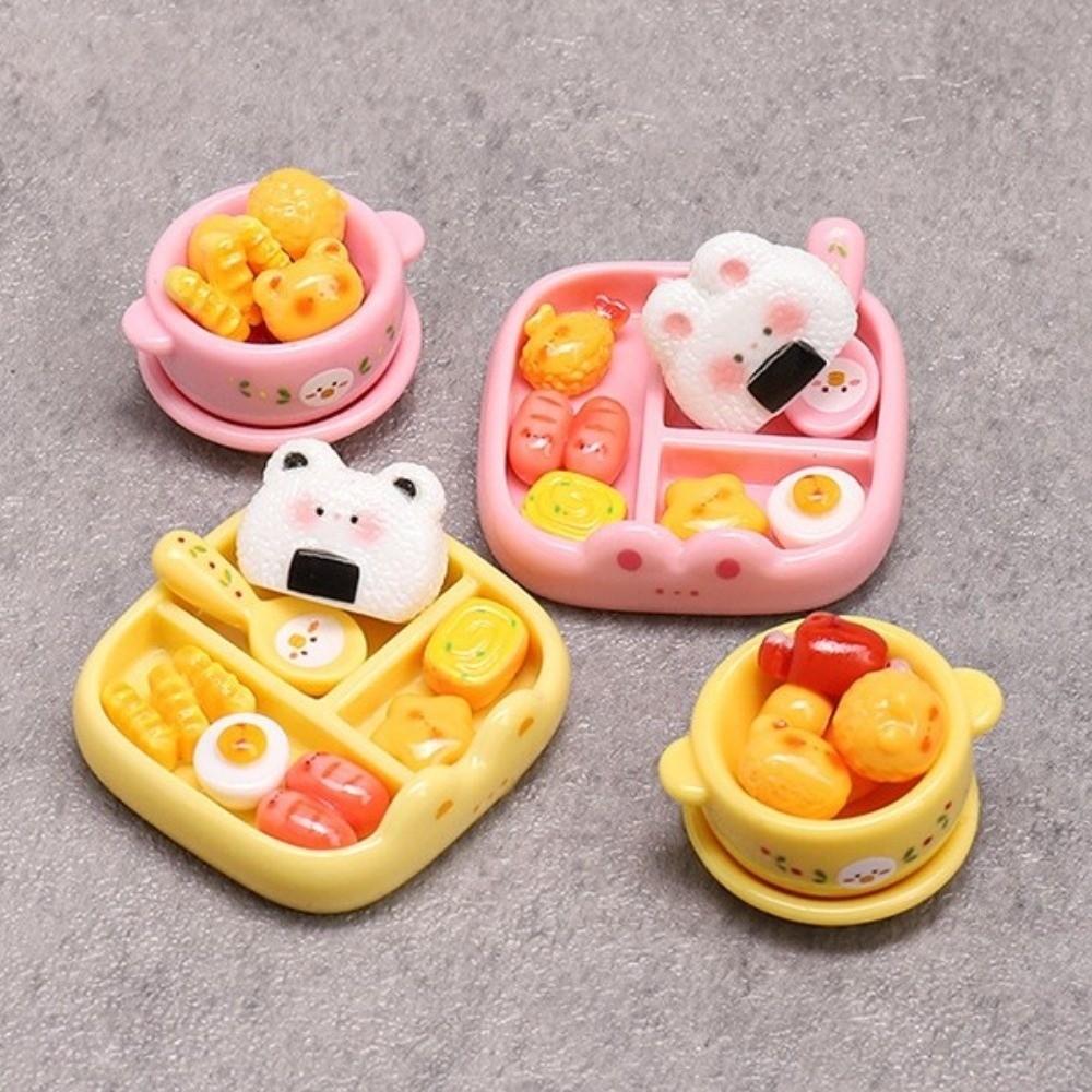 Mini Miniature Playset Pink Yellow Blue Realistic Food Model Lunch Food Ornament Doll Accessories