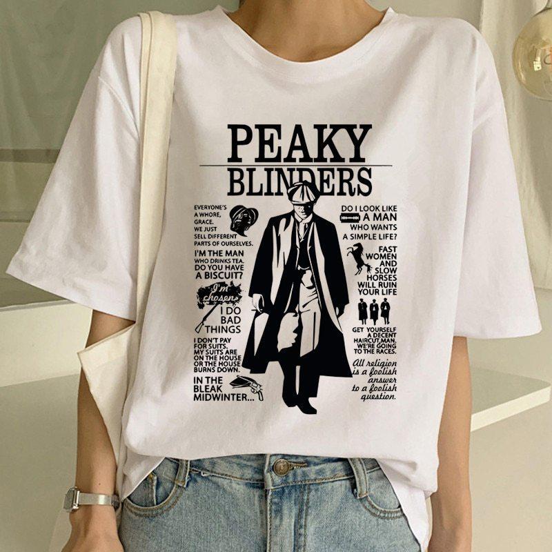 Maycaur Peaky Blinders Graphic Print Harajuku Women's Fashion Short Sleeve T-Shirt Ins Street Style Top