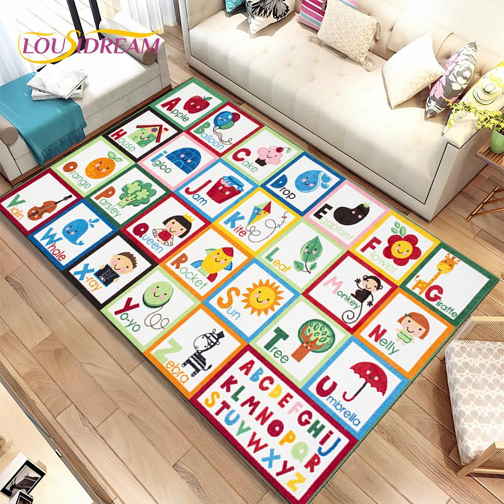 ABC мультфильм детская игровая комната алфавит детский коврик для раннего образования, ковер для гостиной, спальни, дивана, нескользящий коврик
