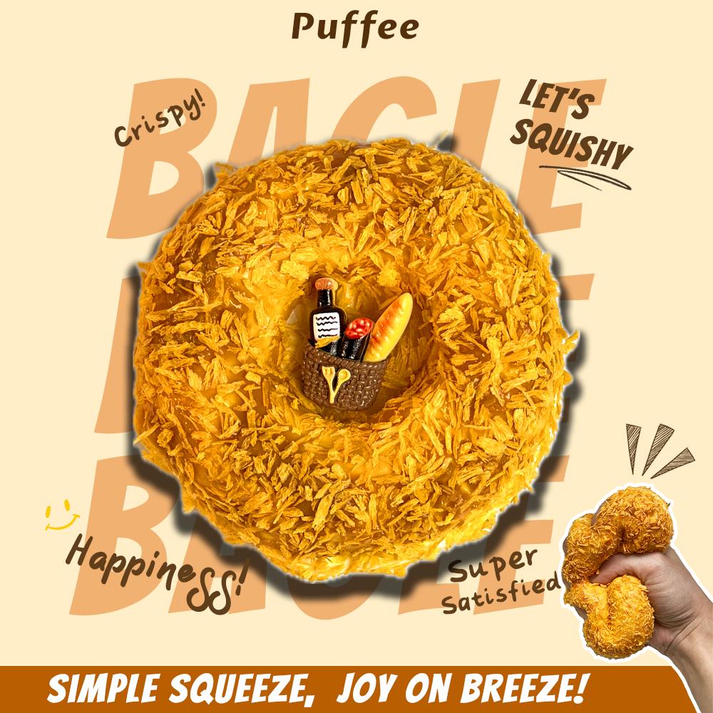 Бейгл Пищевой силикон Сквіші, Кремово-м'яка Липка іграшка, Таба Сквіші, Щаслива гра Щипання хліба, Полуниця, Хрусткий, Хрусткий