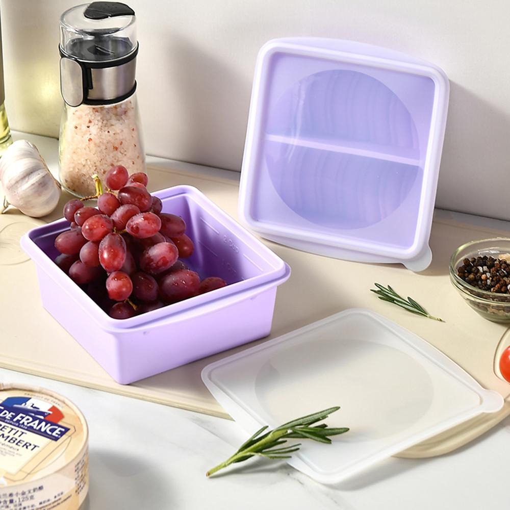 2 шт. Силиконовые контейнеры для хранения продуктов с крышками, без BPA, герметичные, компактные, для приготовления еды и ланча, пригодные для микроволновой печи, морозильной камеры, кемпинга и путешествий