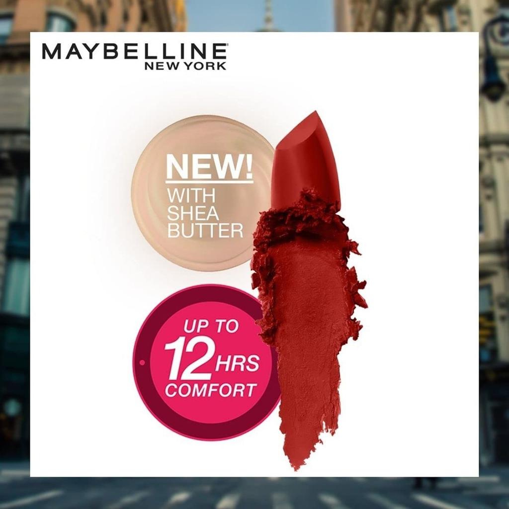 Maybelline Матовая помада New York 3,9 г Упаковка 1 шт. Насыщенный цвет Кремовая Стойкая Увлажненные губы 677 Noho Amber