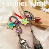 Custom New Colorful Stainless Steel Keychain Portable Folding Ladies Key Chain Ring Portable Lipstick Mesh Pocket Keyring Gift