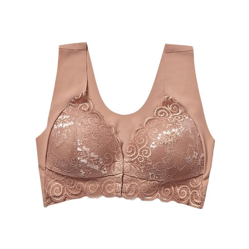 Взрывная пряжка спереди собрала бесшовное женское нижнее белье больших размеров, кружевной сексуальный бюстгальтер
