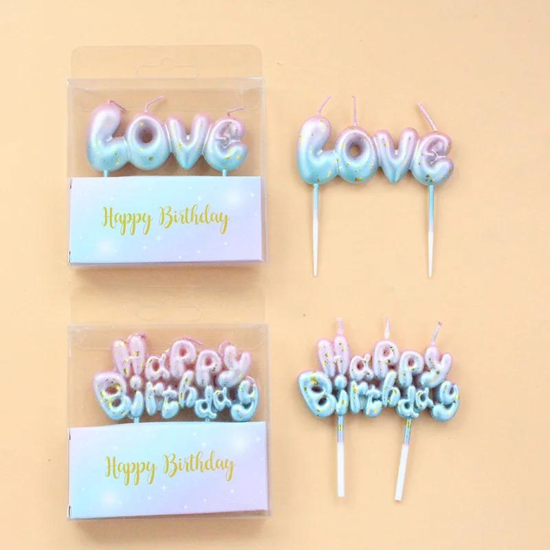 Gradient Happy Birthday Candle - Cake Decoration Accessories, Happy Birthday Letter Candle, Alphabet Candle