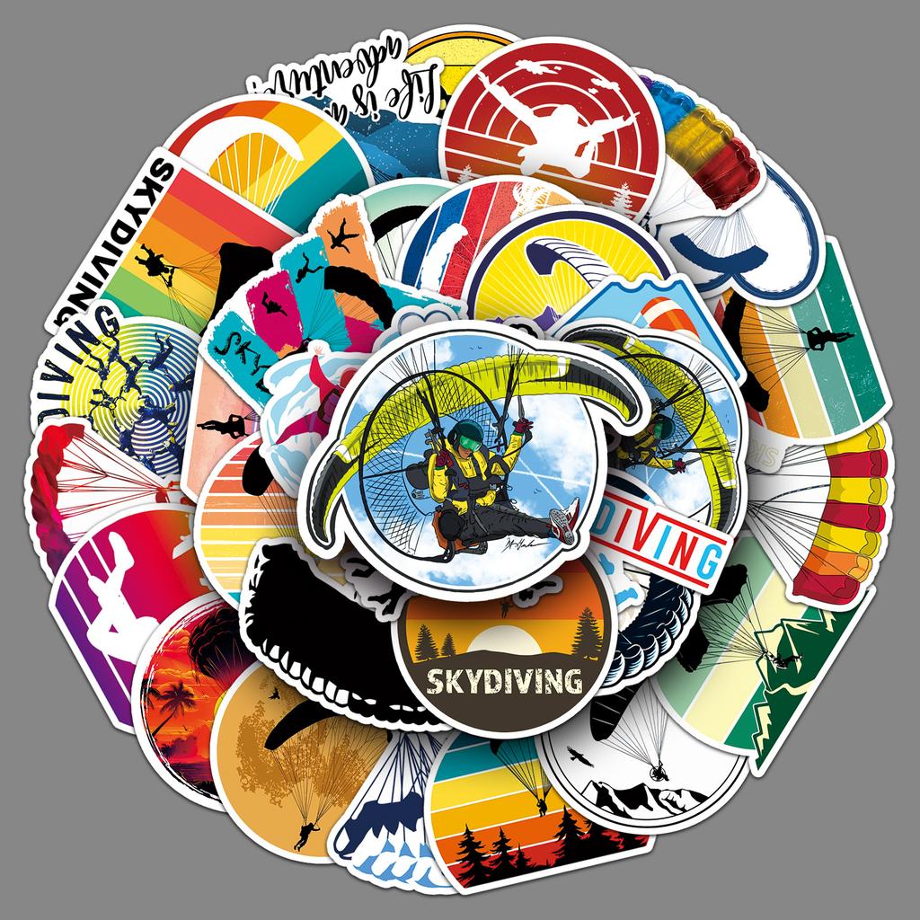 50 Наклеек Граффити для Парашютного Спорта Персонализированные Креативные Украшения для Экстремальных Видов Спорта Наклейки для Чехла Мобильного Телефона Чемодана Водного Стакана