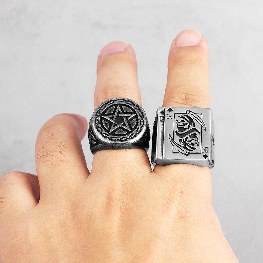 Кольца Grim Reaper Poker King Skull из нержавеющей стали для мужчин в готическом стиле в стиле панк для парня-байкера, креативный подарок