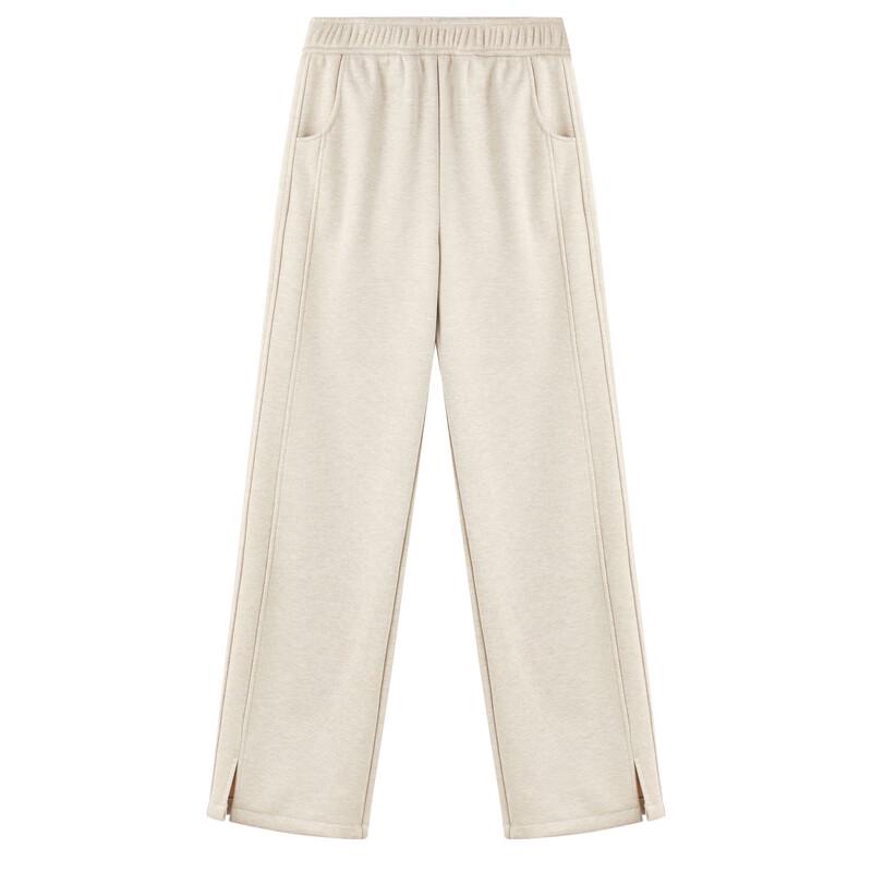 Qiushui Yiren Winter Plush-Lined Flared Slit Casual Pants