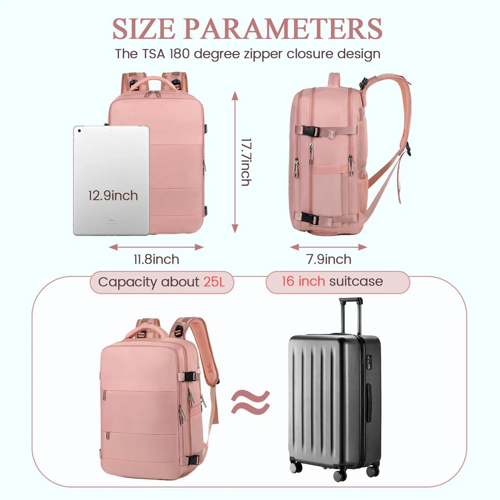 Дорожный рюкзак для женщин и мужчин, ручная кладь с портом для зарядки USB и отделением для обуви, сумка медсестры, рюкзак для выходных, бизнеса, походов