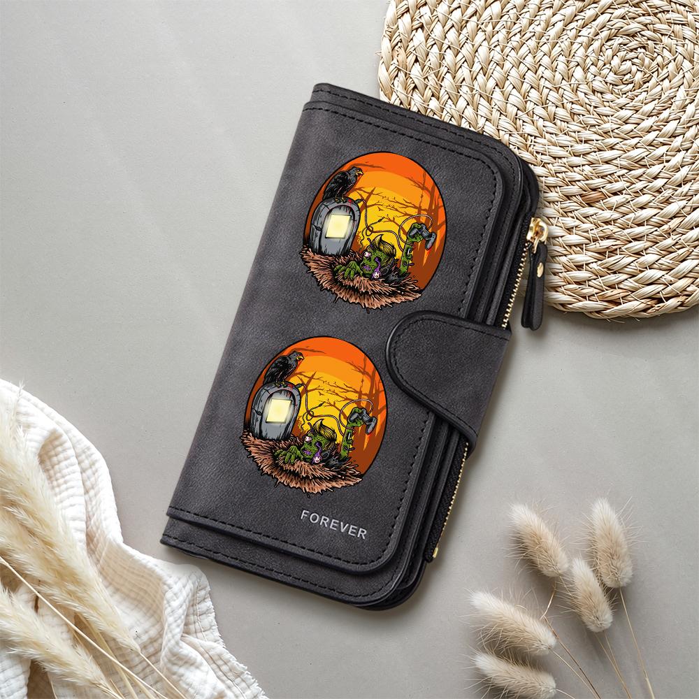 Gothic Zombie Print Long Wallet Cool PU Leather Purse for Daily Use