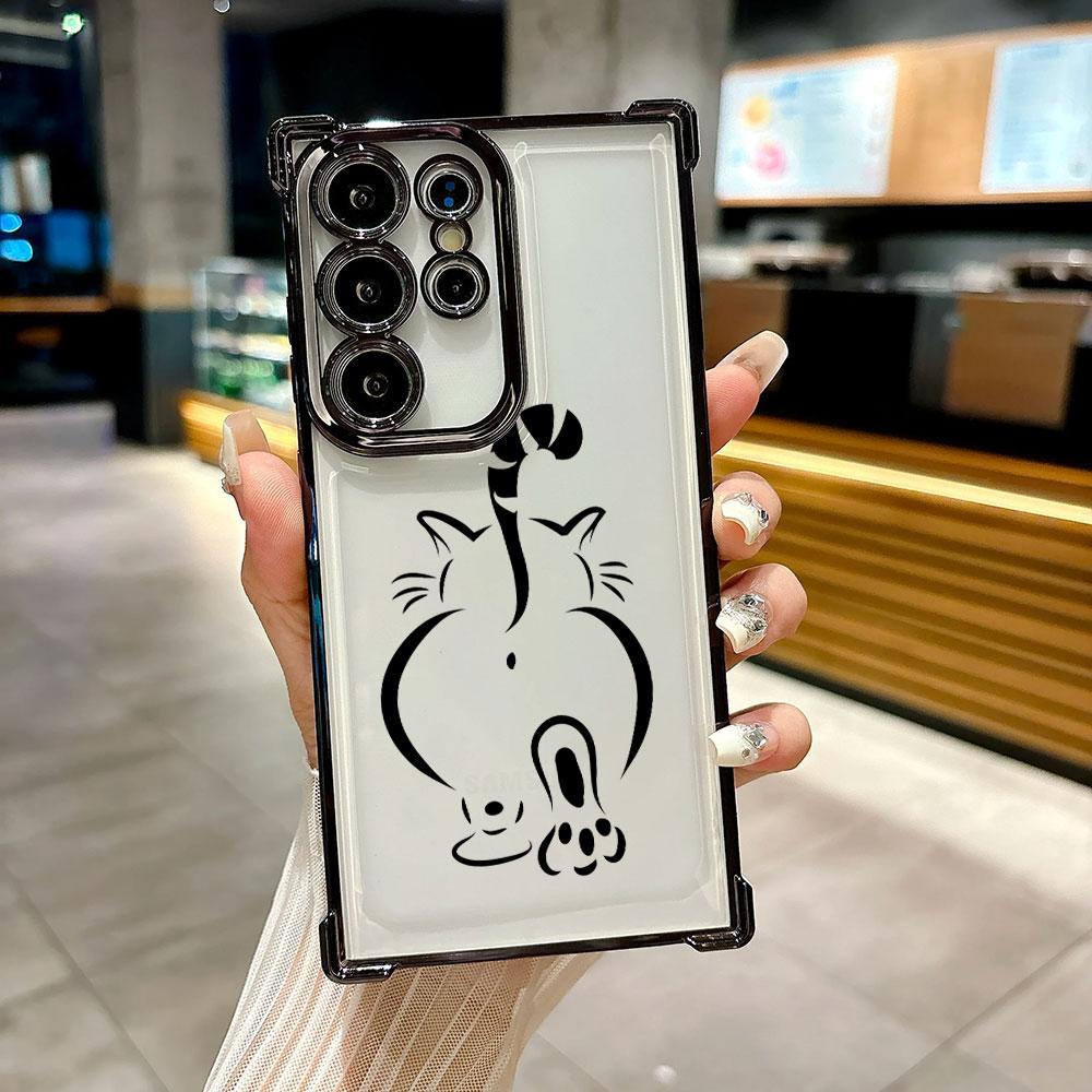 Забавный Кот Черно-белый Рисунок Коты Чехол Для Galaxy S26 Ultra Чехол Для Телефона Для Samsung S26 S25 S24 S23 S21 Ultra S20 FE S25 Plus Чехол
