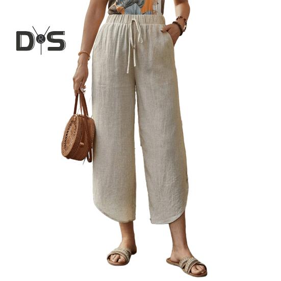 Женские брюки, регулируемые, с эластичной резинкой на талии, повседневные брюки, однотонные, широкие, свободные брюки, повседневная одежда