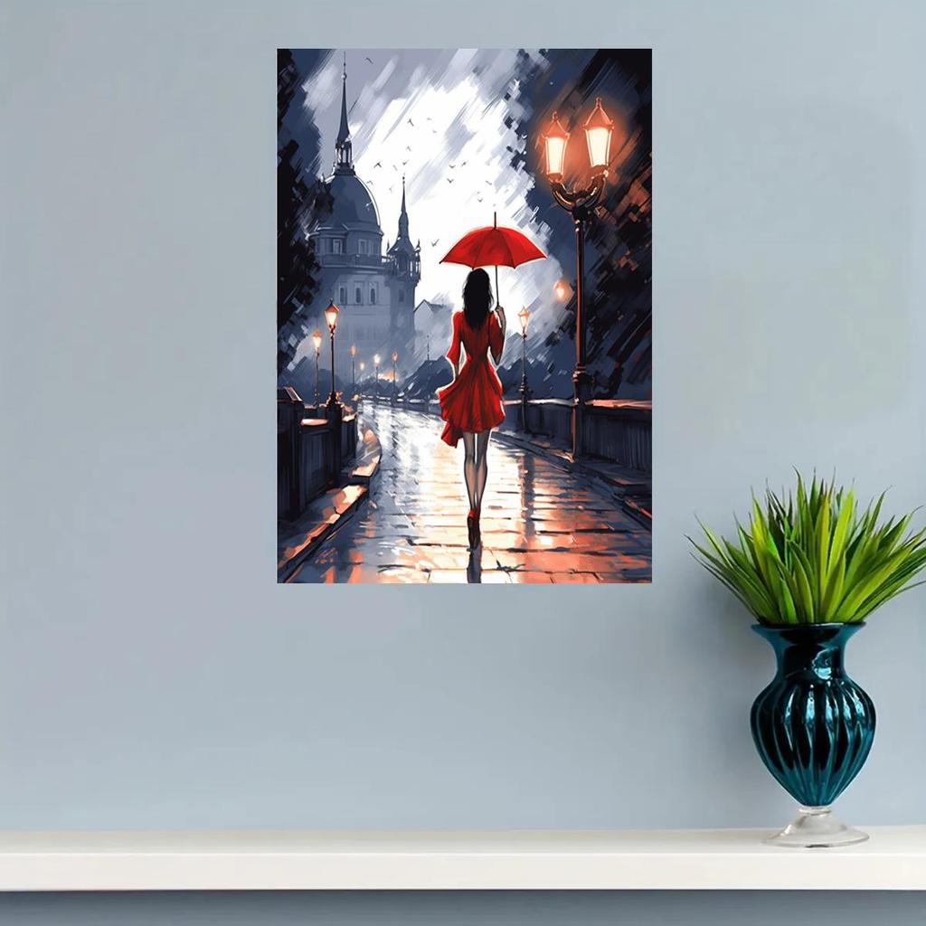 Рамка для рисования по номерам, наборы «Ночь, дождливый день», холст, ручная роспись, подарочные фотографии, городской пейзаж, домашний декор 40x50 см
