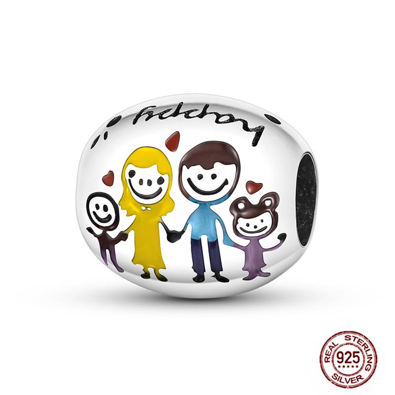 Медные Шармы Большая Любовь Мама Семья Сестра Розовое Сердце Тюльпан Бусины Ча Подходят для Оригинального Браслета Сделай Сам Ювелирный Подарок на День Матери