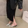 Fashion 2025 New Women's Pointed High-Heel Sandals Pointed Closed Toe Slip On Dress Shoes with Buckles for Women Going Beach Side Wear