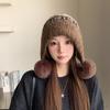 Fair Island wind autumn winter piled thickened pullover hat warm ear protection knitted big head circumference small face wool hat