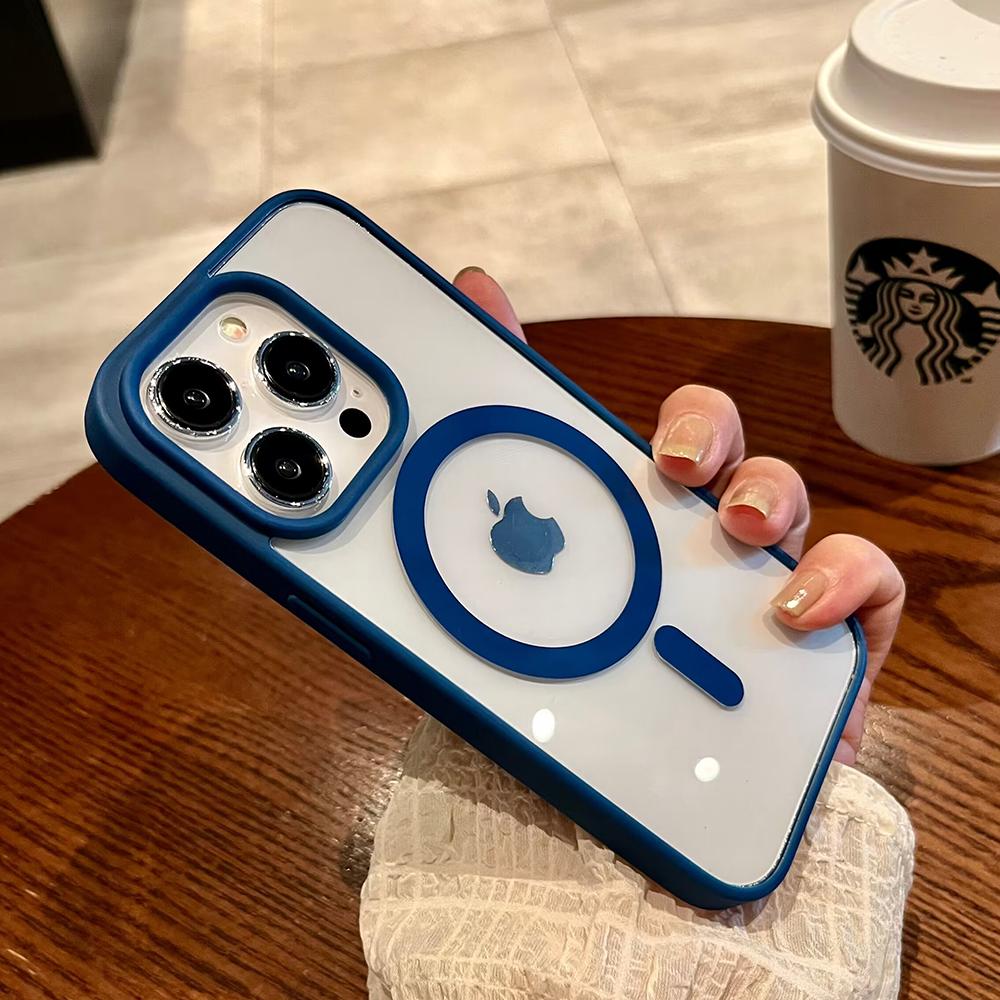 Роскошный прозрачный чехол для Magsafe для iPhone 16 15 14 13 12 11 Pro XS XR Max Mini Plus Чехлы-накладки для магнитной беспроводной зарядки