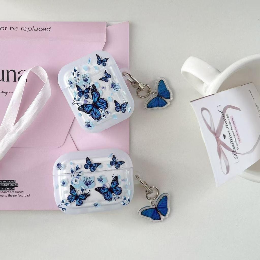 Small fresh blue flower butterfly for apple AirPods 1 /1/1 protective case pro1 bluetooth headset