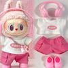 For Labubu Clothes 1-3 Gen Doll Sitting Party Outfits PU T-Shirt Cargo Pants Glasses Crossbody Bag Dopamine Fashion Set