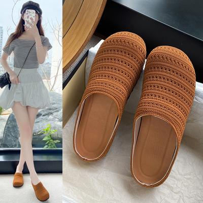 Нишевые плетеные вручную полые дышащие тапочки для головы женские летние в иностранном стиле на толстой подошве