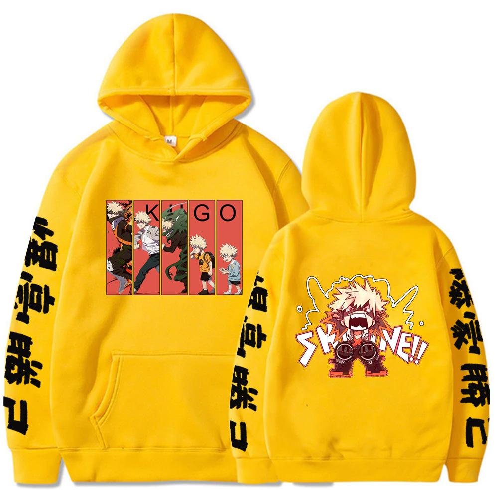 Japanese Anime Bakugou Hoodie Kaminari Denki Men Women Harajuku Pullover Street Wear Unisex Autumn Winter Plushed Brand Sweater