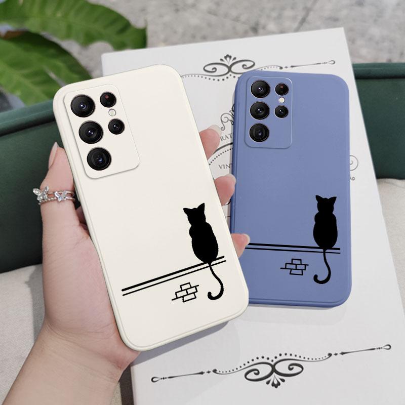 Чехол для телефона 'Кошка, тоскующая' для Samsung Galaxy S25 FE S24 S23 S22 S21 S20 Ultra Plus S10 S9 S10E Note 20 ultra 10 9 Plus