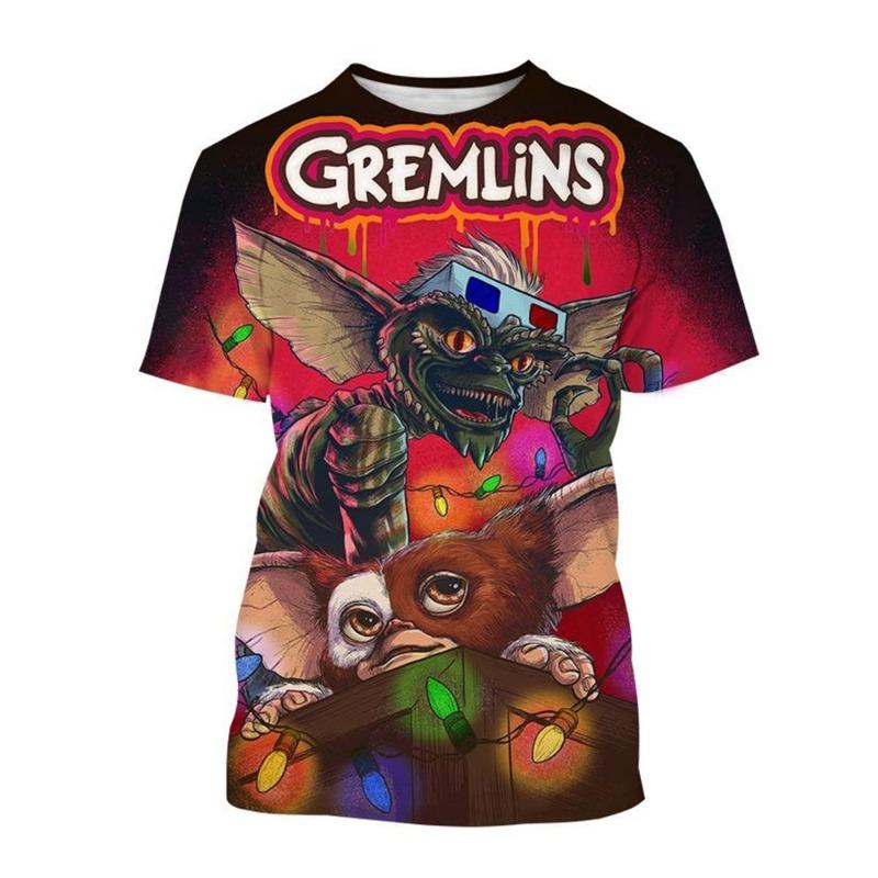 Fashion Hot Sell New Christmas Horror Movie Gremlins 3D Printed T-shirt Puppet Monster Printed T-shirt Men and Women Kids Tops