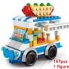 DIY Architecture Ice Cream Car Store Street View Food Building Blocks Kit Girls Bricks Classic Movie Model Kid Toys For Children