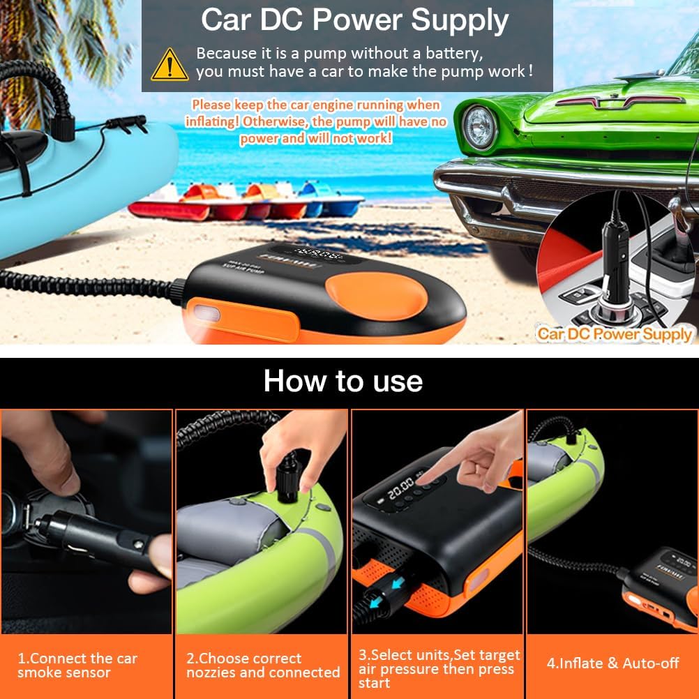 20 PSI Переносной воздушный насос надувной DC SUP насос электрический надувной сдуваемый воздушный насос для серфинга доска для гребли лодка каяк