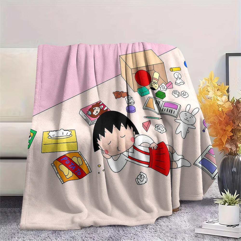Chibi Maruko‑chan2 Flannel Blanket, High quality Comfortable for All Seasons, Home Decor, Warmth and Comfort