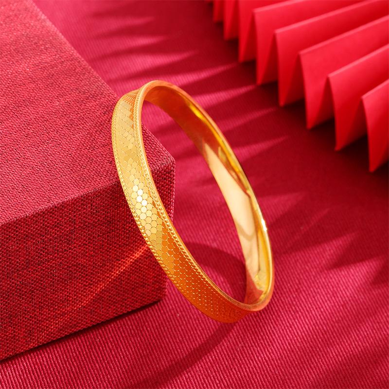 Gold-Plated Dragon Scale Polka Dot Bracelet - Unisex, Multiple Sizes, Traditional Craftsmanship, National Style Jewelry