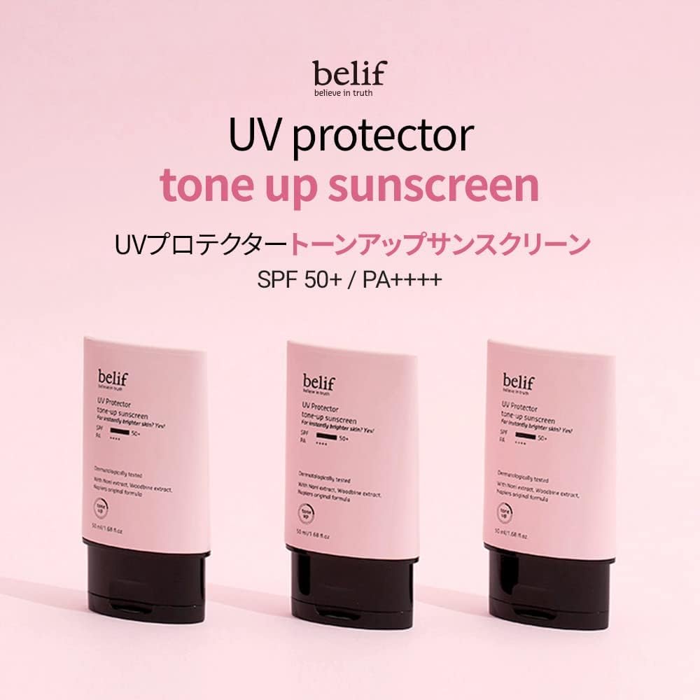 Солнцезащитный крем Belif UV Protector Tone Up, 2-в-1 солнцезащитный крем с тонирующим эффектом SPF 50+ PA++++ – Широкоспектральная защита от УФ-лучей с мгновенным сиянием | Увлажняющий, Водный